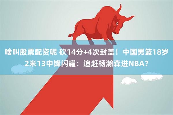 啥叫股票配资呢 砍14分+4次封盖！中国男篮18岁2米13中锋闪耀：追赶杨瀚森进NBA？